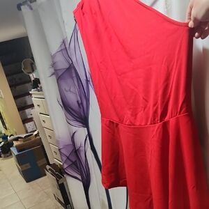 Ashley Stewart Red One Shoulder Asymetrical Blouse. Size 14/16. NWT